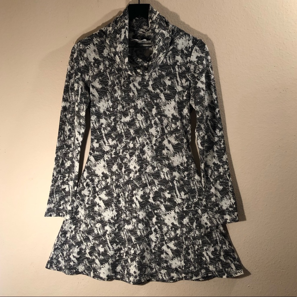 Sugar + Lips Black & White Abstract Fit & Flare Mini Dress